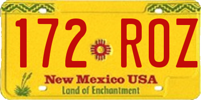 NM license plate 172ROZ