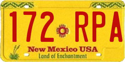 NM license plate 172RPA