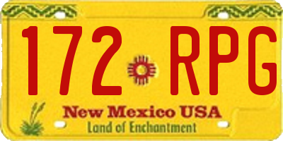 NM license plate 172RPG