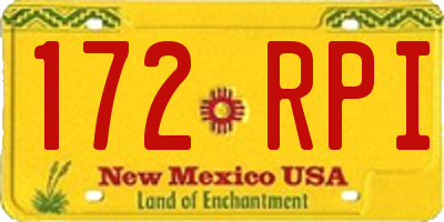 NM license plate 172RPI