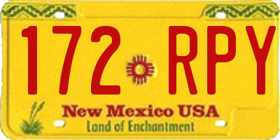 NM license plate 172RPY