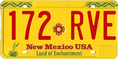 NM license plate 172RVE