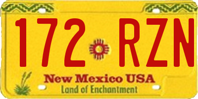 NM license plate 172RZN