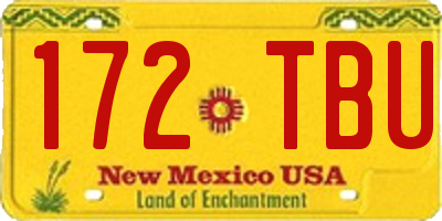 NM license plate 172TBU