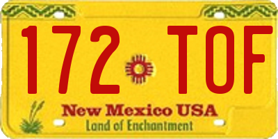 NM license plate 172TOF