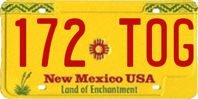 NM license plate 172TOG