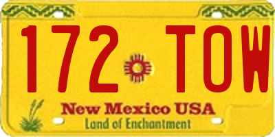 NM license plate 172TOW