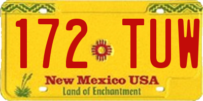 NM license plate 172TUW