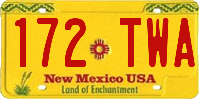NM license plate 172TWA