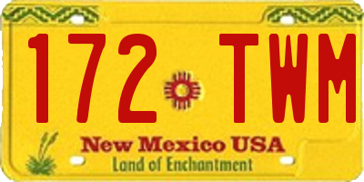 NM license plate 172TWM