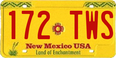 NM license plate 172TWS