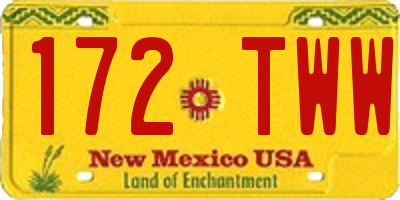 NM license plate 172TWW