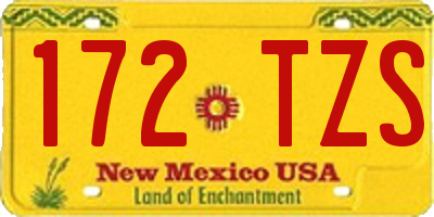 NM license plate 172TZS