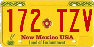 NM license plate 172TZV