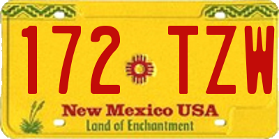 NM license plate 172TZW