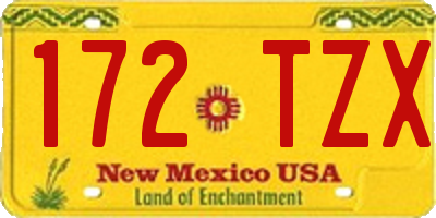 NM license plate 172TZX