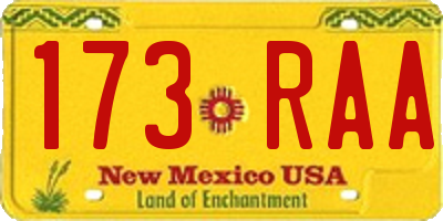 NM license plate 173RAA