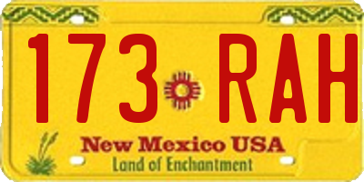 NM license plate 173RAH