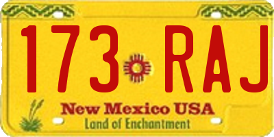 NM license plate 173RAJ