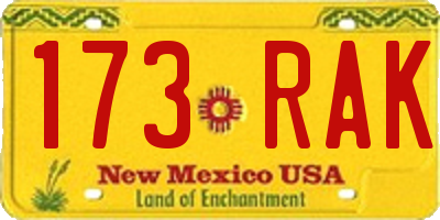 NM license plate 173RAK