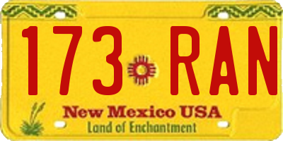 NM license plate 173RAN