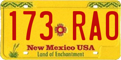NM license plate 173RAO