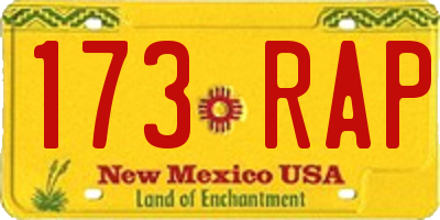 NM license plate 173RAP