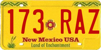 NM license plate 173RAZ