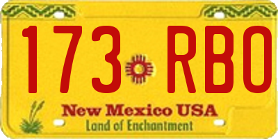 NM license plate 173RBO