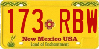 NM license plate 173RBW