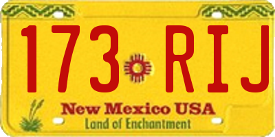 NM license plate 173RIJ