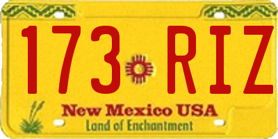 NM license plate 173RIZ