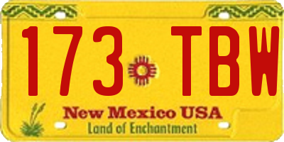 NM license plate 173TBW