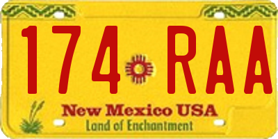 NM license plate 174RAA