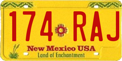 NM license plate 174RAJ