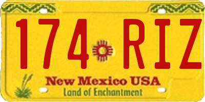 NM license plate 174RIZ