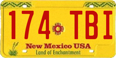 NM license plate 174TBI