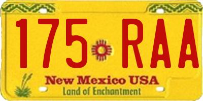 NM license plate 175RAA