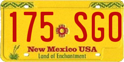 NM license plate 175SGO