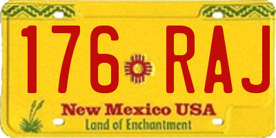 NM license plate 176RAJ