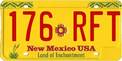 NM license plate 176RFT