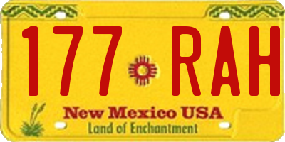 NM license plate 177RAH