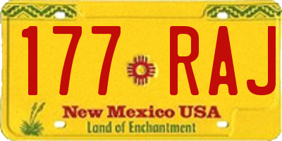 NM license plate 177RAJ