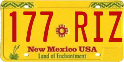 NM license plate 177RIZ