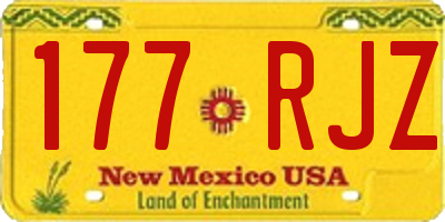 NM license plate 177RJZ