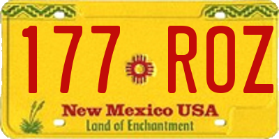 NM license plate 177ROZ