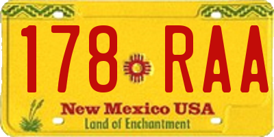 NM license plate 178RAA