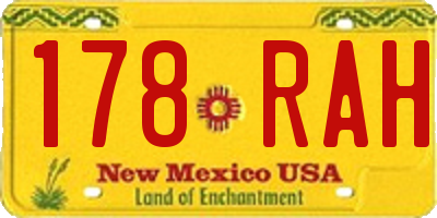 NM license plate 178RAH