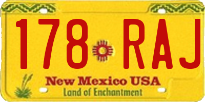 NM license plate 178RAJ