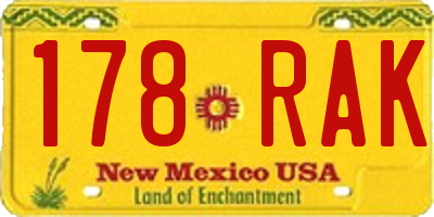 NM license plate 178RAK